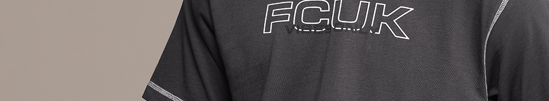 Buy FCUK Brand Logo Drop Shoulder Sleeves Pure Cotton Applique ...