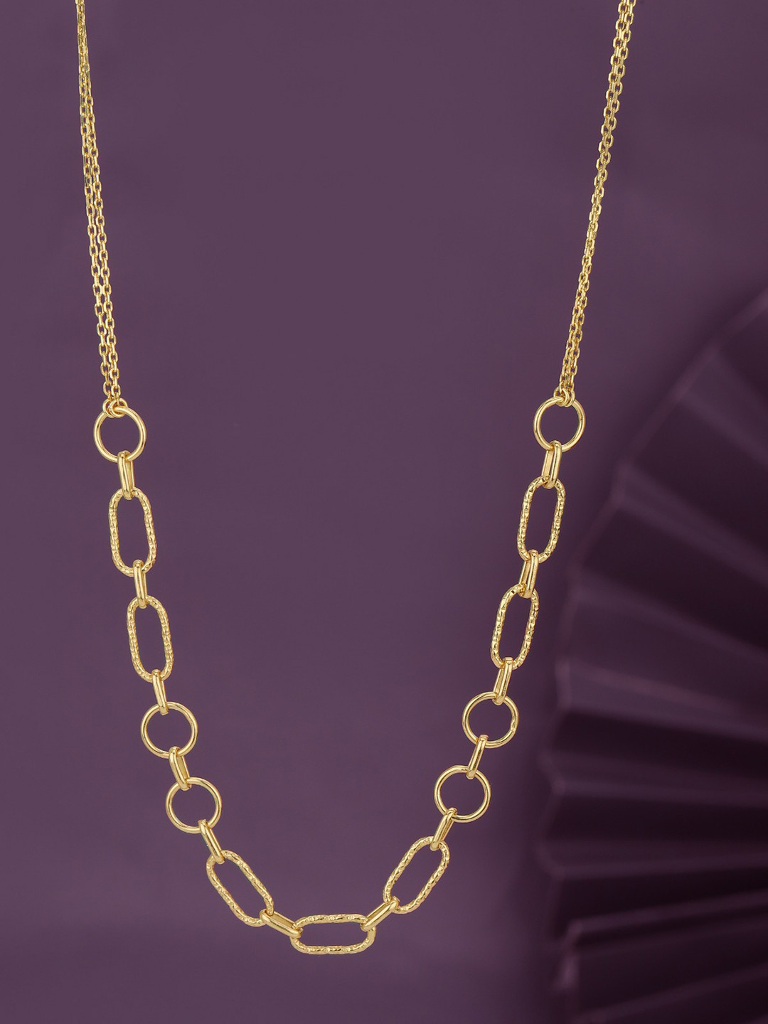 Buy Carlton London 18Kt Gold Plated Double Chain Necklace With Links ...