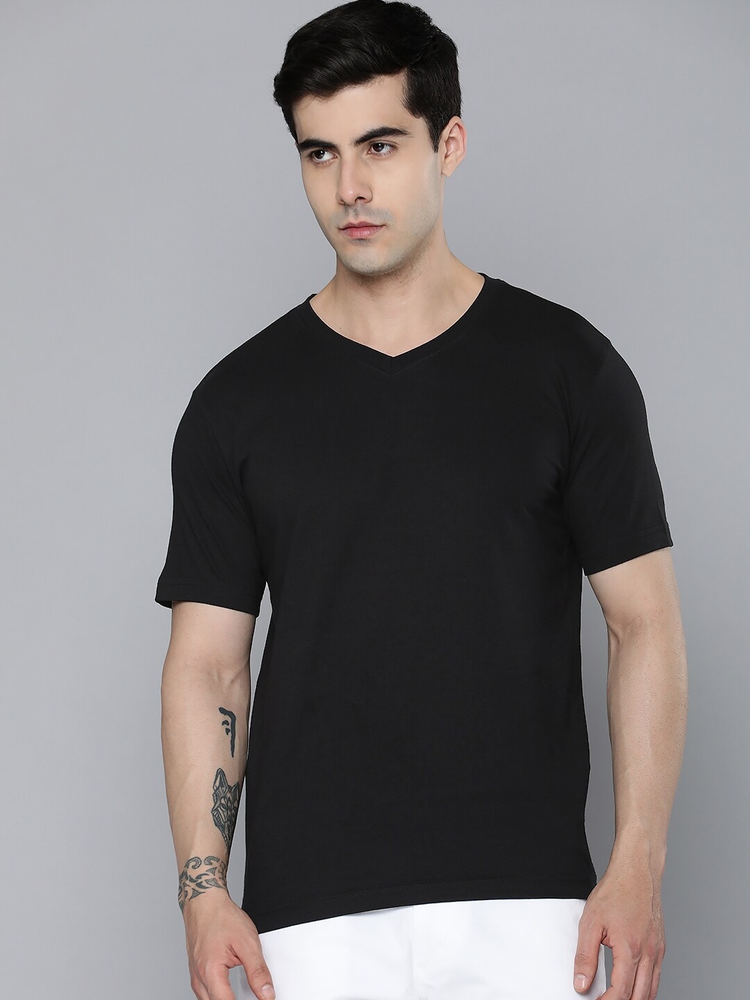 Buy Mast & Harbour Black V Neck Cotton T Shirt - Tshirts for Men ...