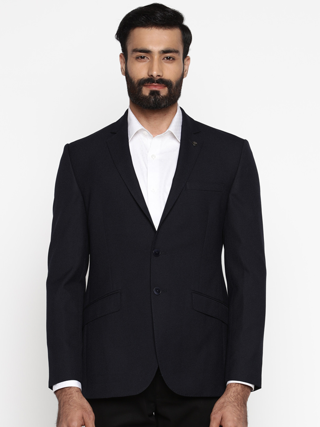 Buy Raymond Men Navy Blue Single Breasted Slim Fit Formal Blazer