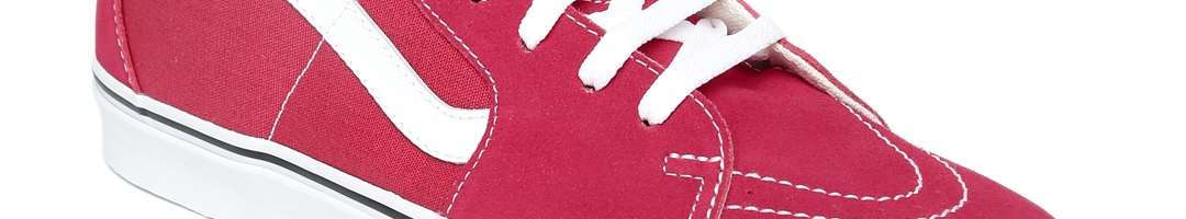 Buy Vans Unisex Pink Solid Leather High Top SK8 Hi Skate Shoes - Casual ...