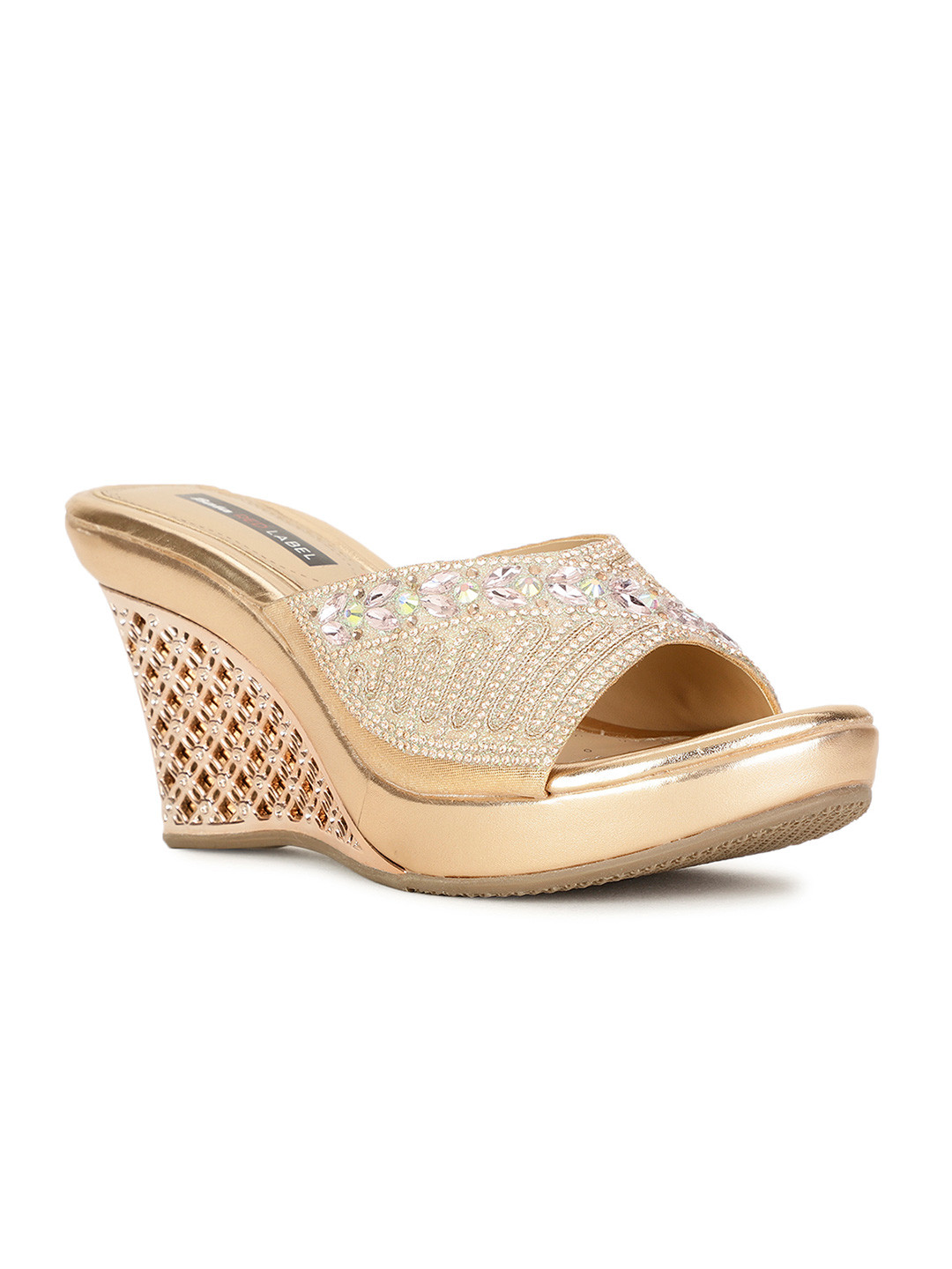 Buy Bata Gold Toned Embellished Wedge Heels Heels for Women 24111182
