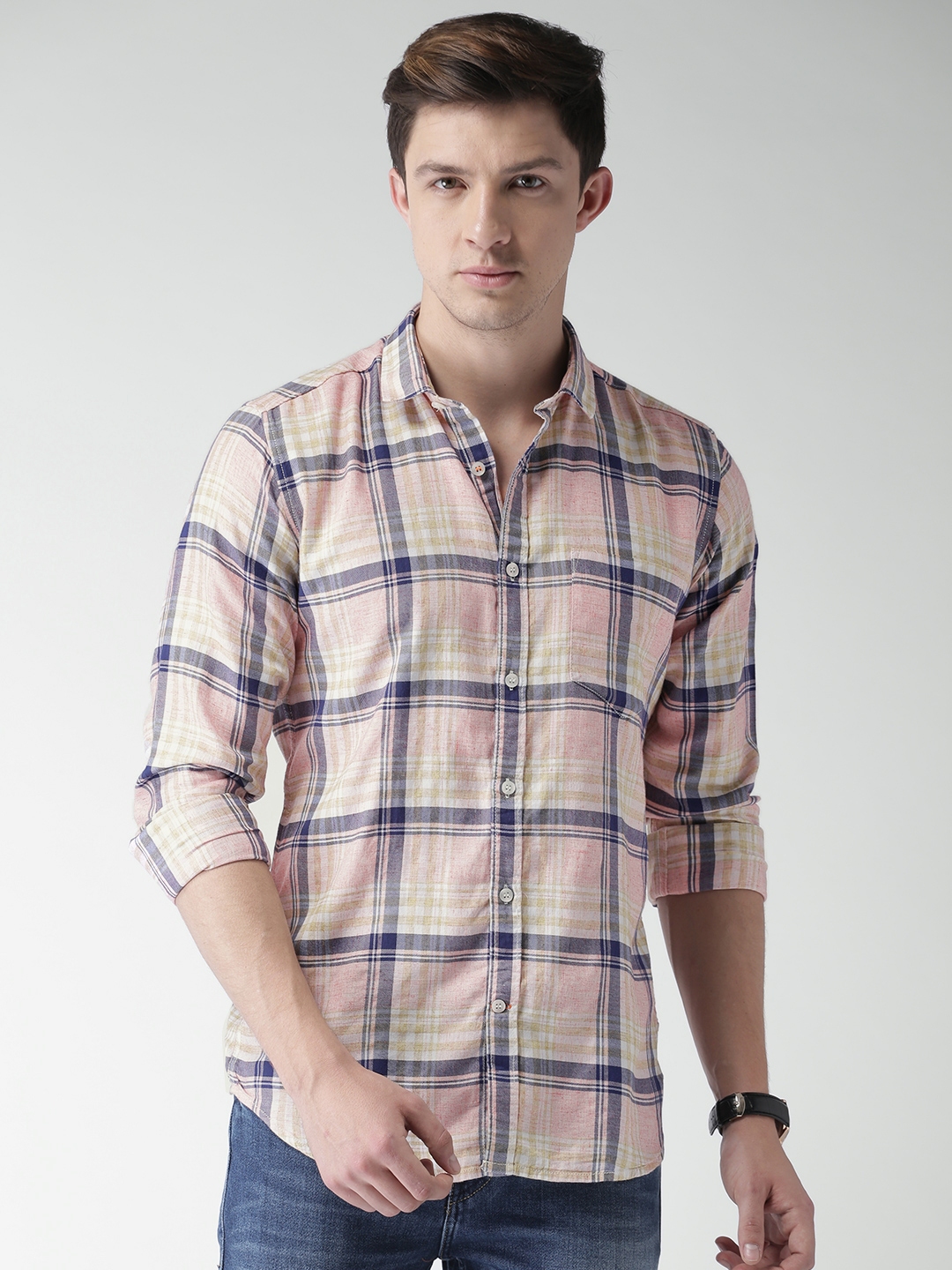 pink and blue shirt men's