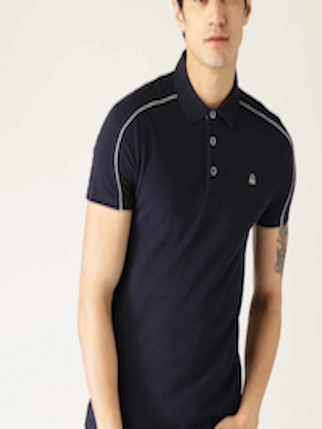 Buy United Colors Of Benetton Men Navy Blue Solid Polo Collar Pure ...