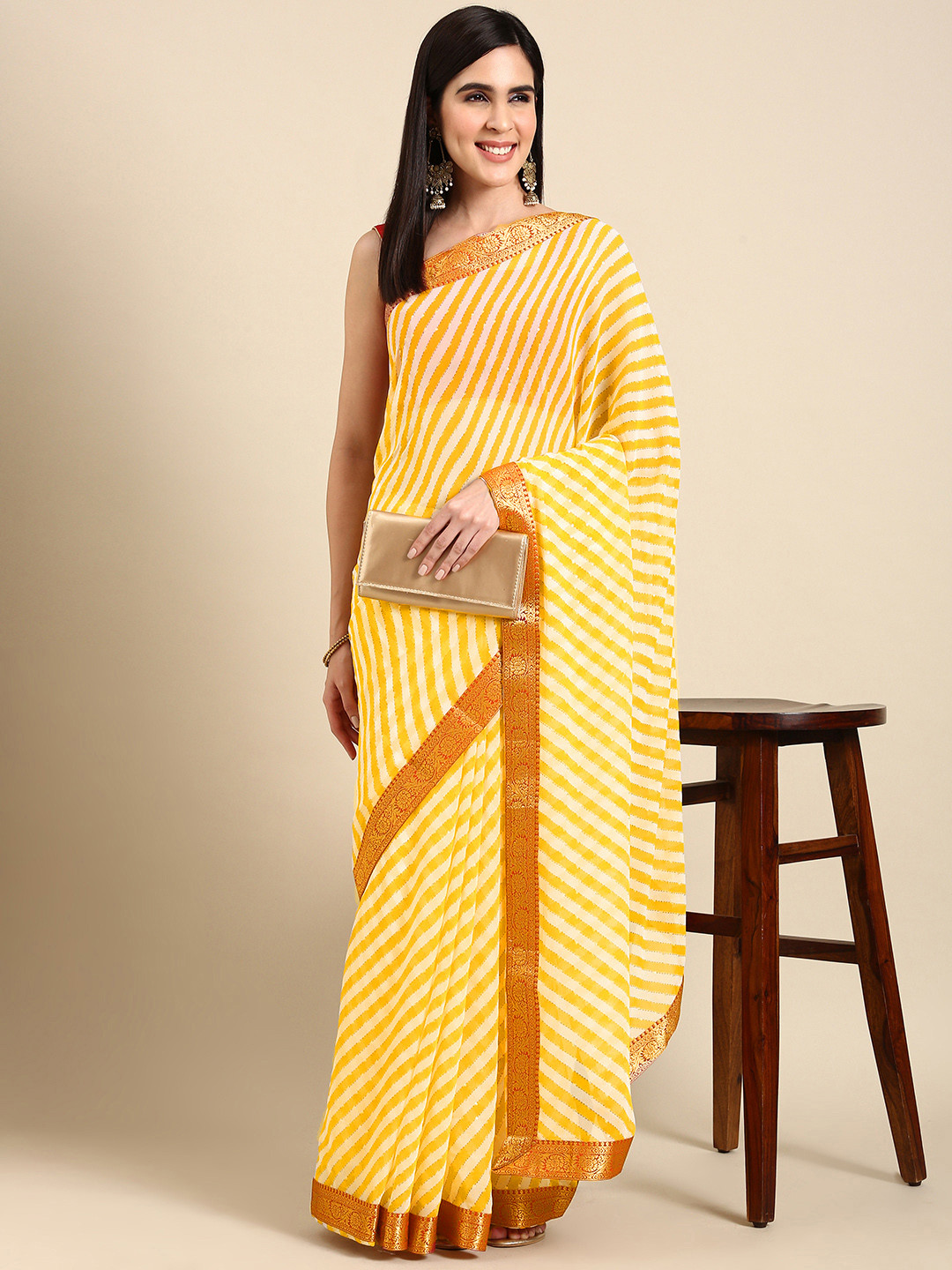Floral Zari Pure Chiffon Saree