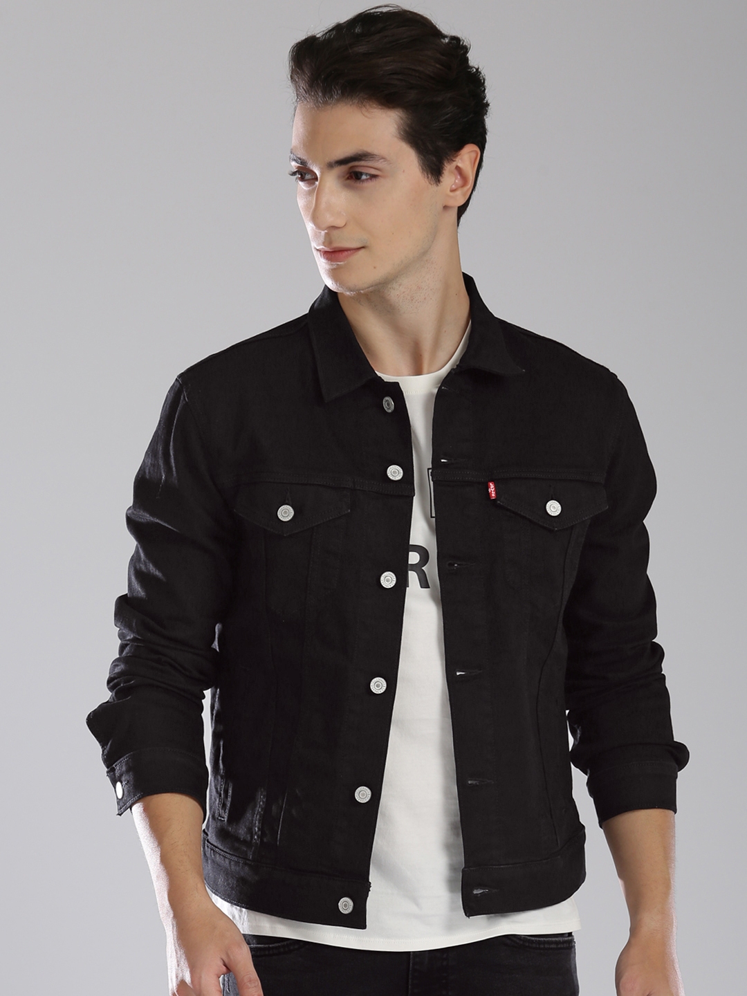 levis black denim jacket with fur