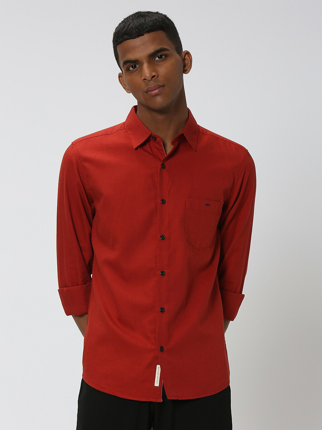 Buy Mufti Slim Fit Spread Collar Long Sleeve Casual Shirt Shirts for