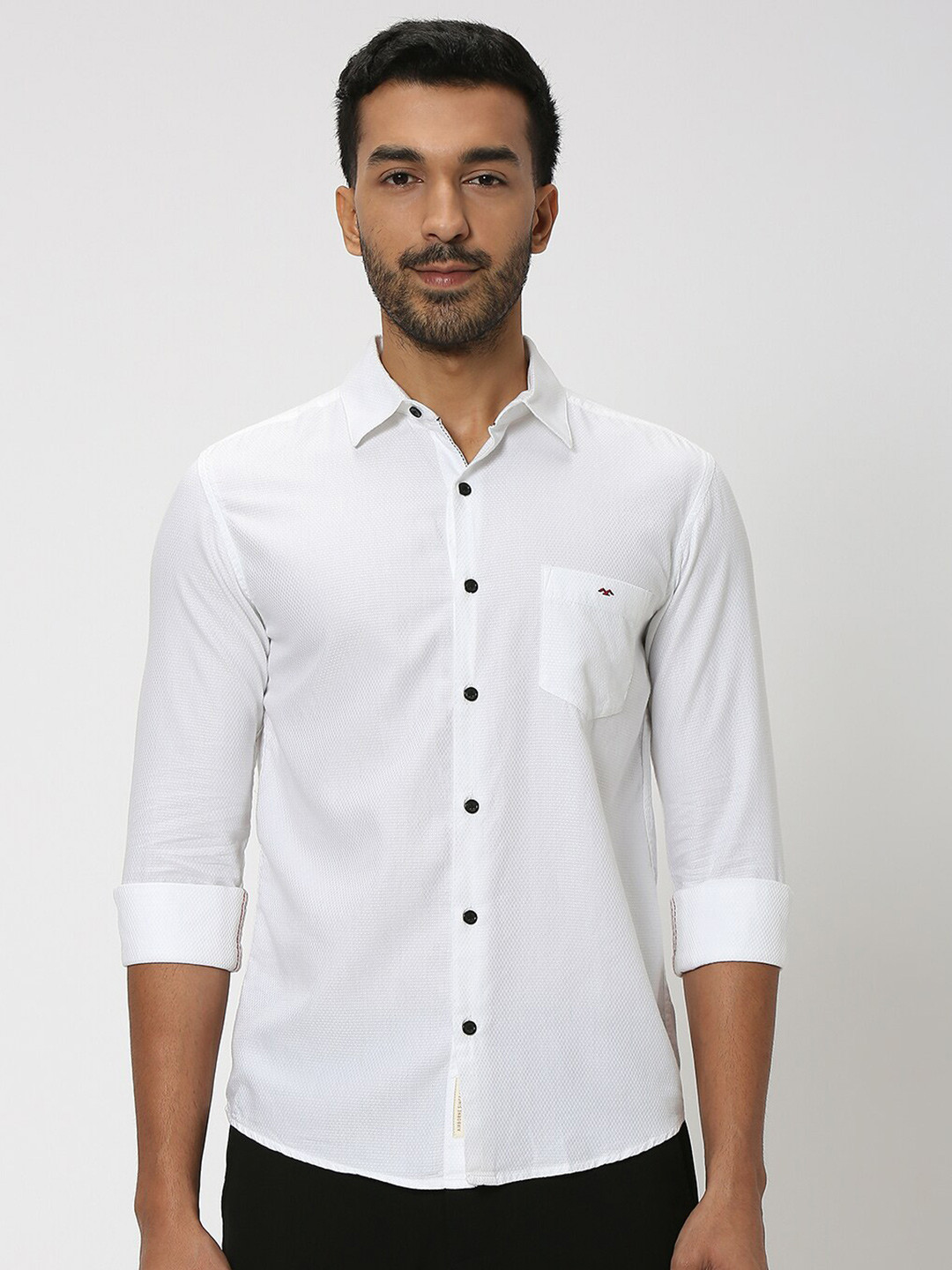 Men's Grey Slim Fit Spread Collar Dress Shirt main image 1