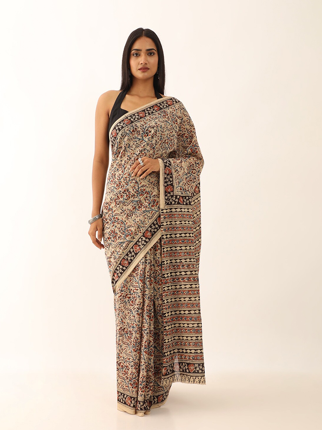 Buy Taneira Kalamkari Printed Pure Cotton Block Print Saree Sarees For Women 24175922 Myntra