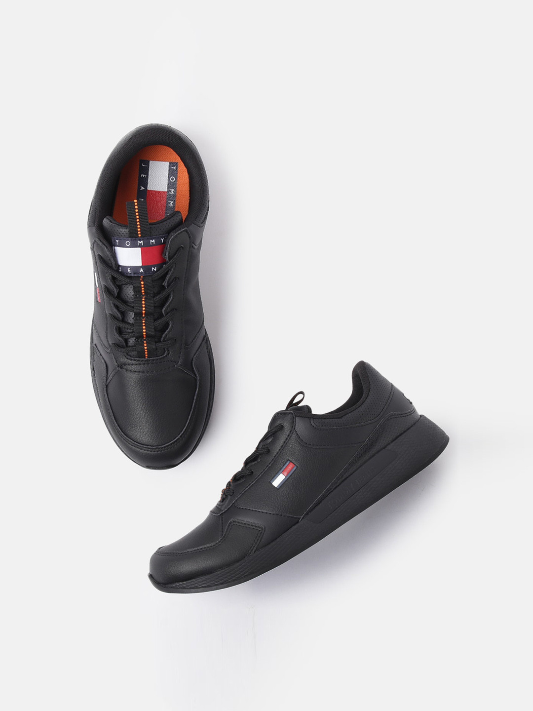 Tommy Hilfiger Black Leather Men Sneaker