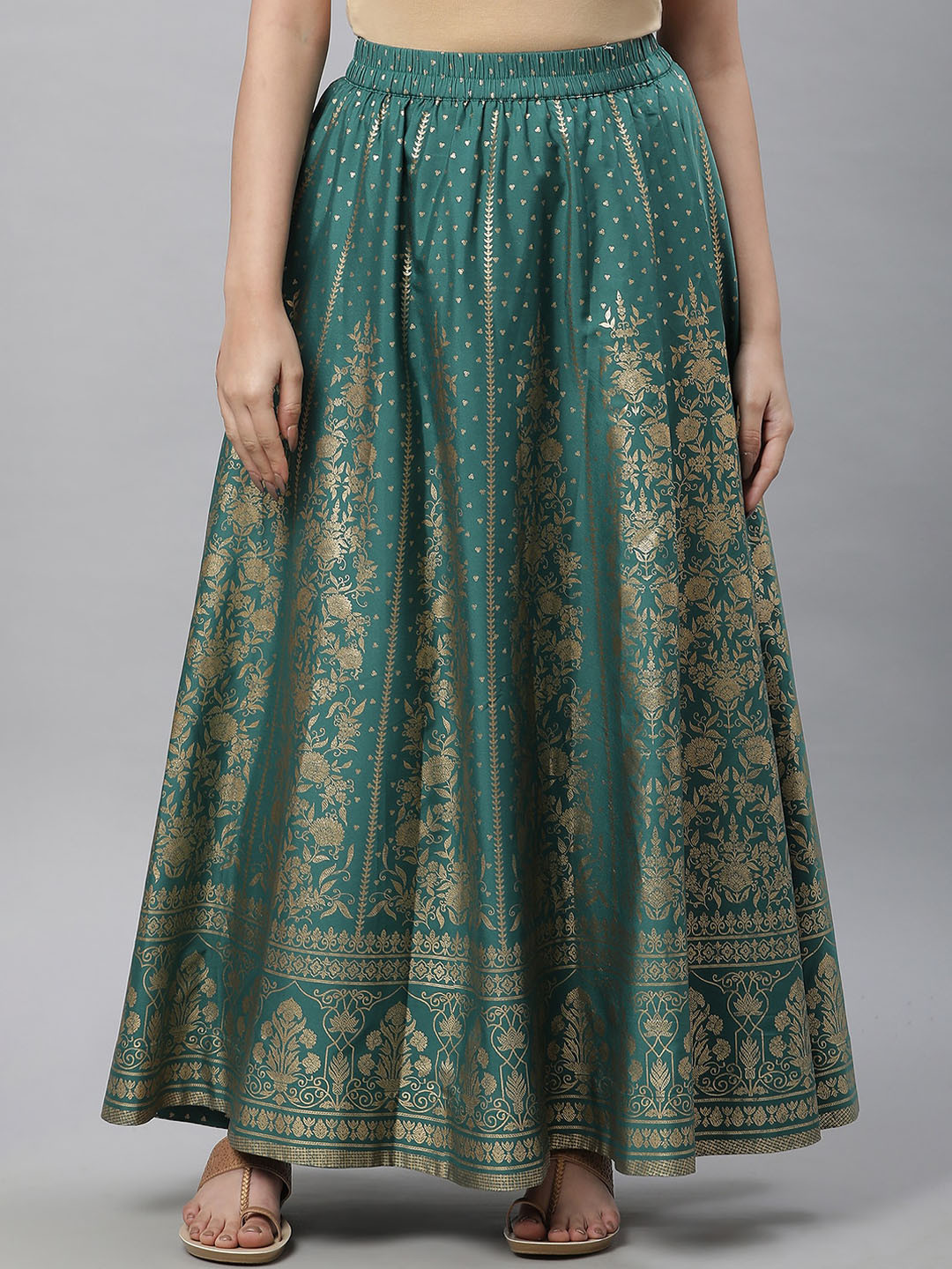 Women Multicolor Cotton Skirt – Patchwork Printed Flared Maxi Skirt | Ethnic Boho Long Skirt | Casual & Festive Wear | Natural Fab main image 1