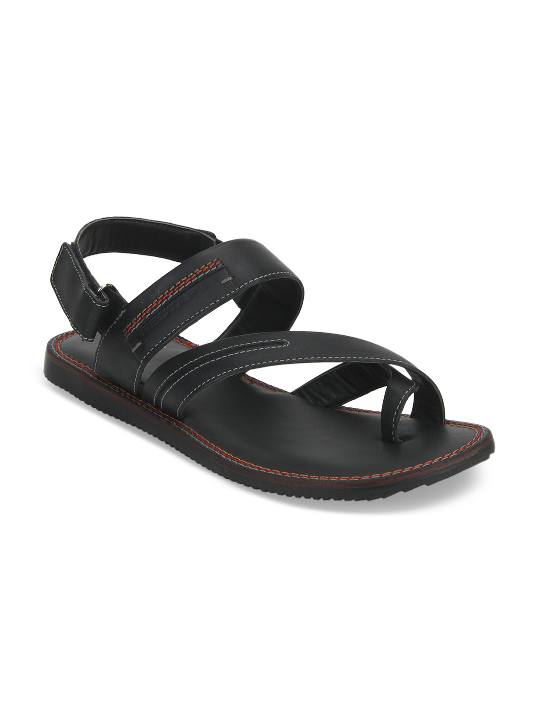 Buy Red Tape Men Black Leather Fisherman Sandals Sandals for Men