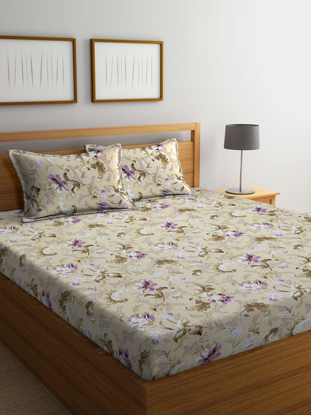 Buy BOMBAY DYEING Celebrating India Grey & White Printed Cotton 120 TC