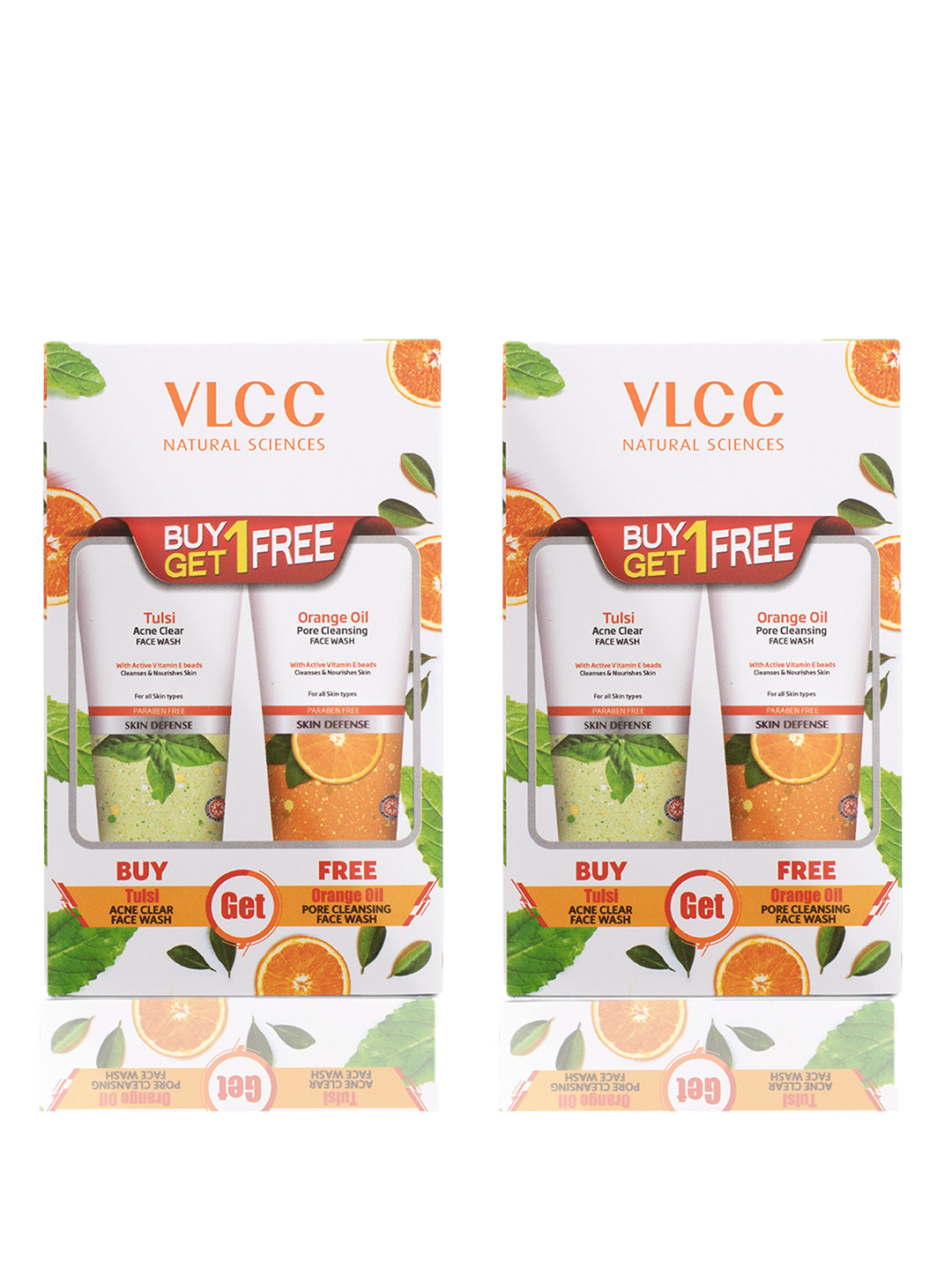 Buy VLCC Set Of 2 Orange Oil Pore Cleansing & 2 Tulsi Acne Clear Face