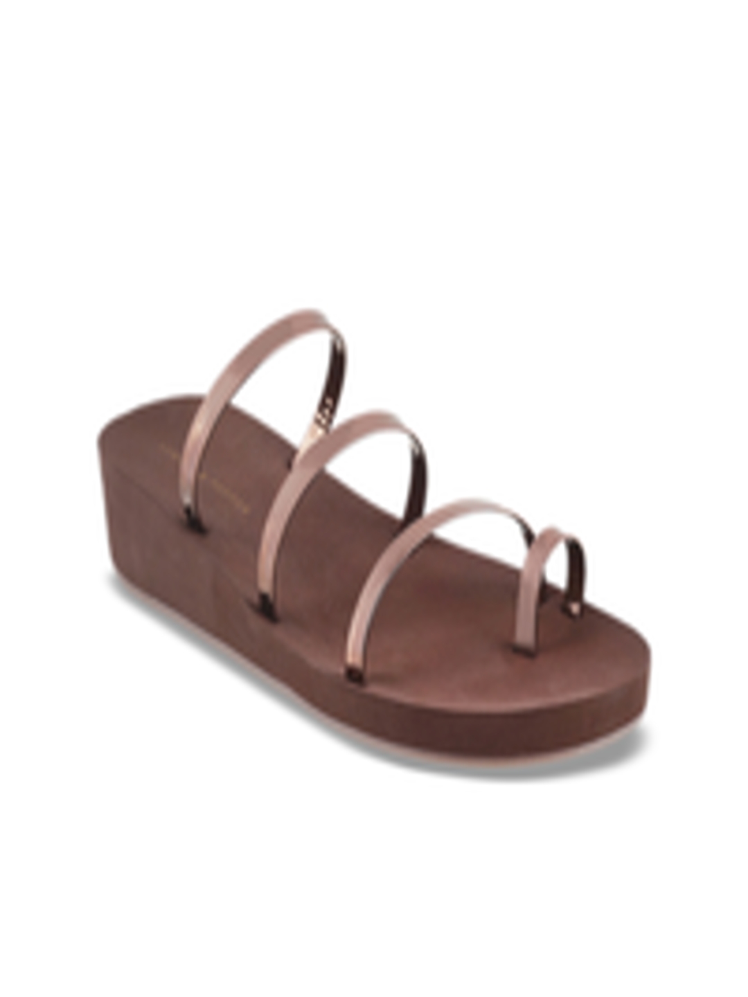Buy LEMON & PEPPER Women Brown Solid Comfort Sandals - Heels for Women ...