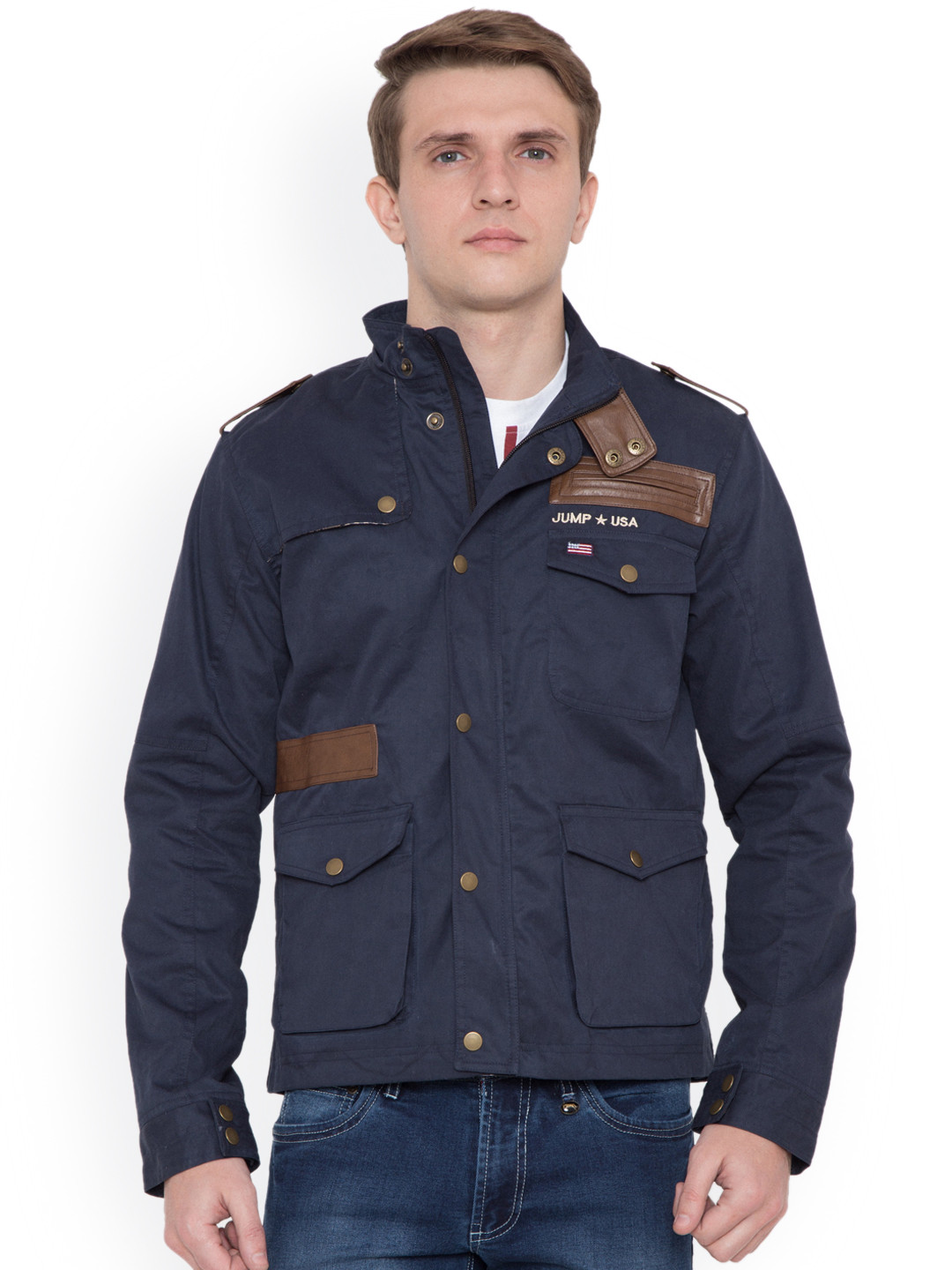 Buy JUMP USA Men Navy Blue Solid Tailored Jacket Jackets for Men