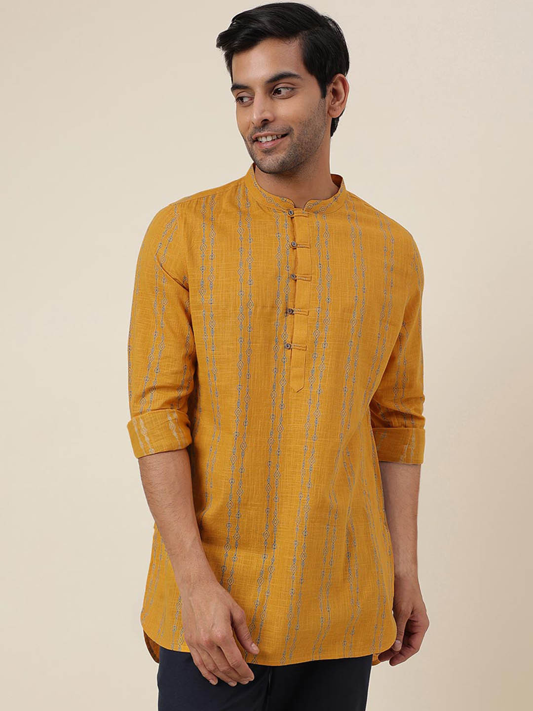Buy Fabindia Striped Mandarin Collar Long Sleeve Kurta Kurtas for Men