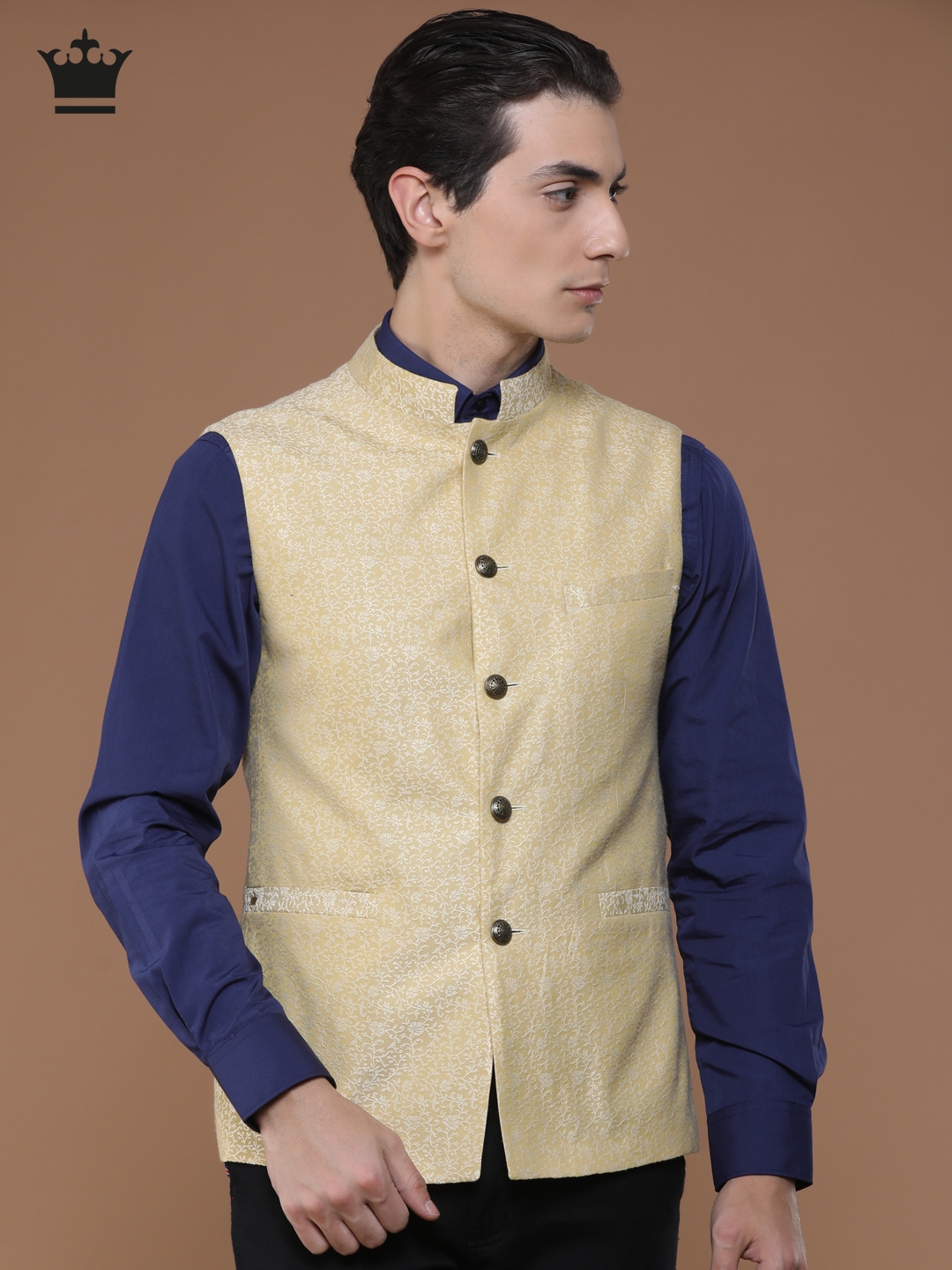 Buy Louis Philippe Beige Self Design Ultra Fit Nehru Jacket - Nehru Jackets for Men 2422890 | Myntra