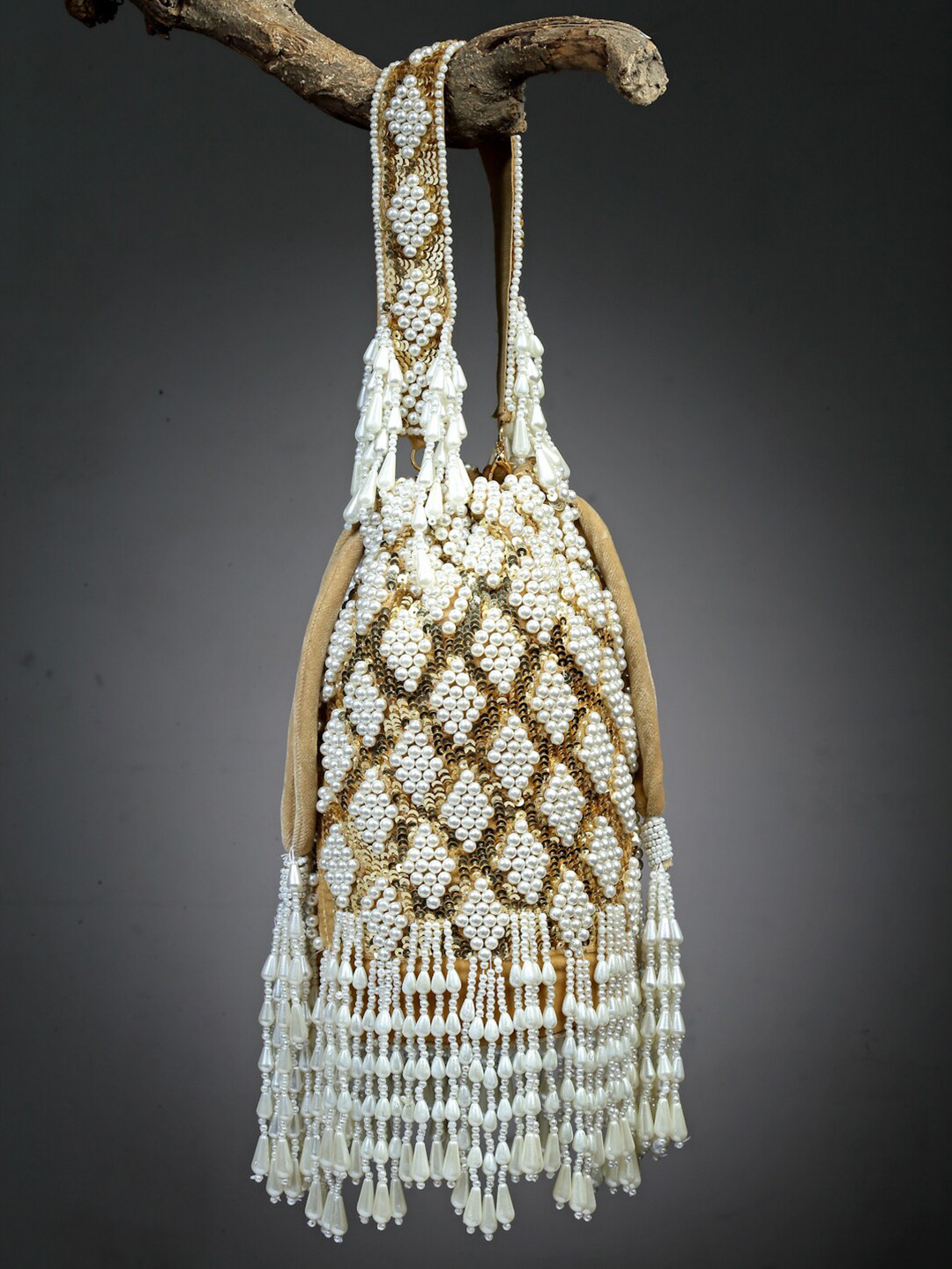 Buy Anekaant Embellished Wrist Loop Tasselled Potli Clutch Clutches