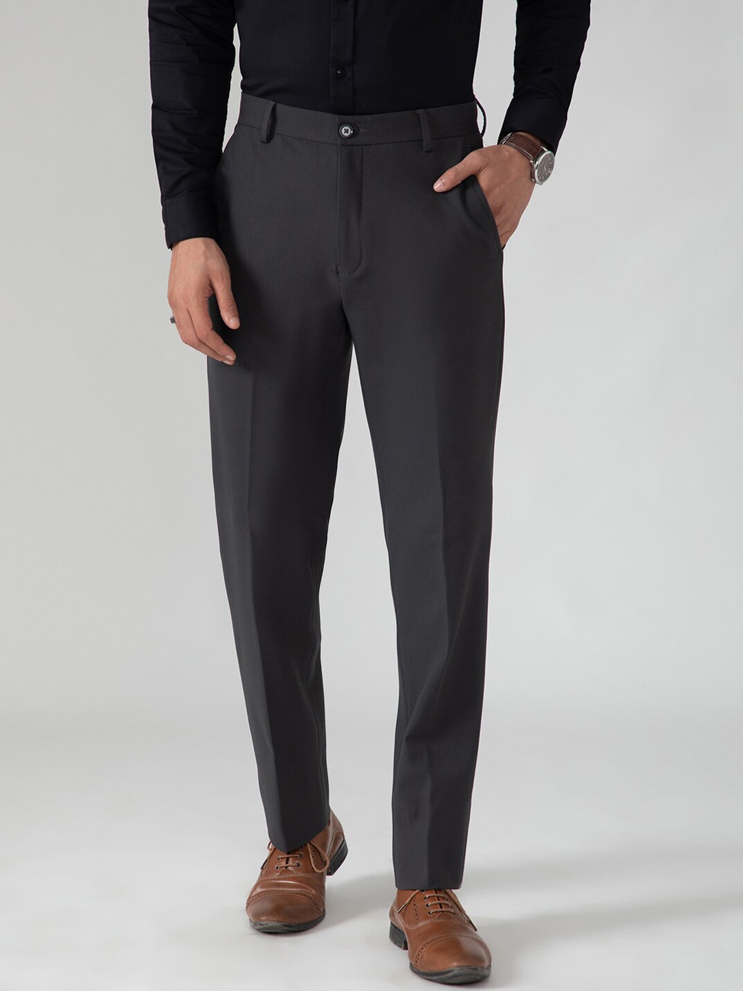 Buy SUBTRACT Men Slim Fit Four Way Stretch Wrinkle Free Mid Rise Formal ...