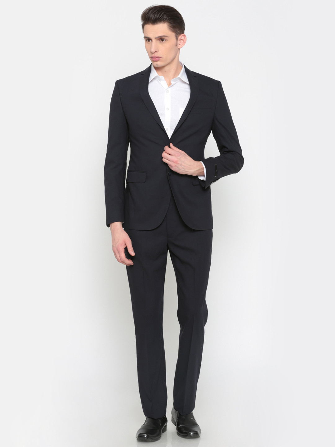 Buy Peter England Men Navy Blue Slim Euro Fit Single Breasted Formal