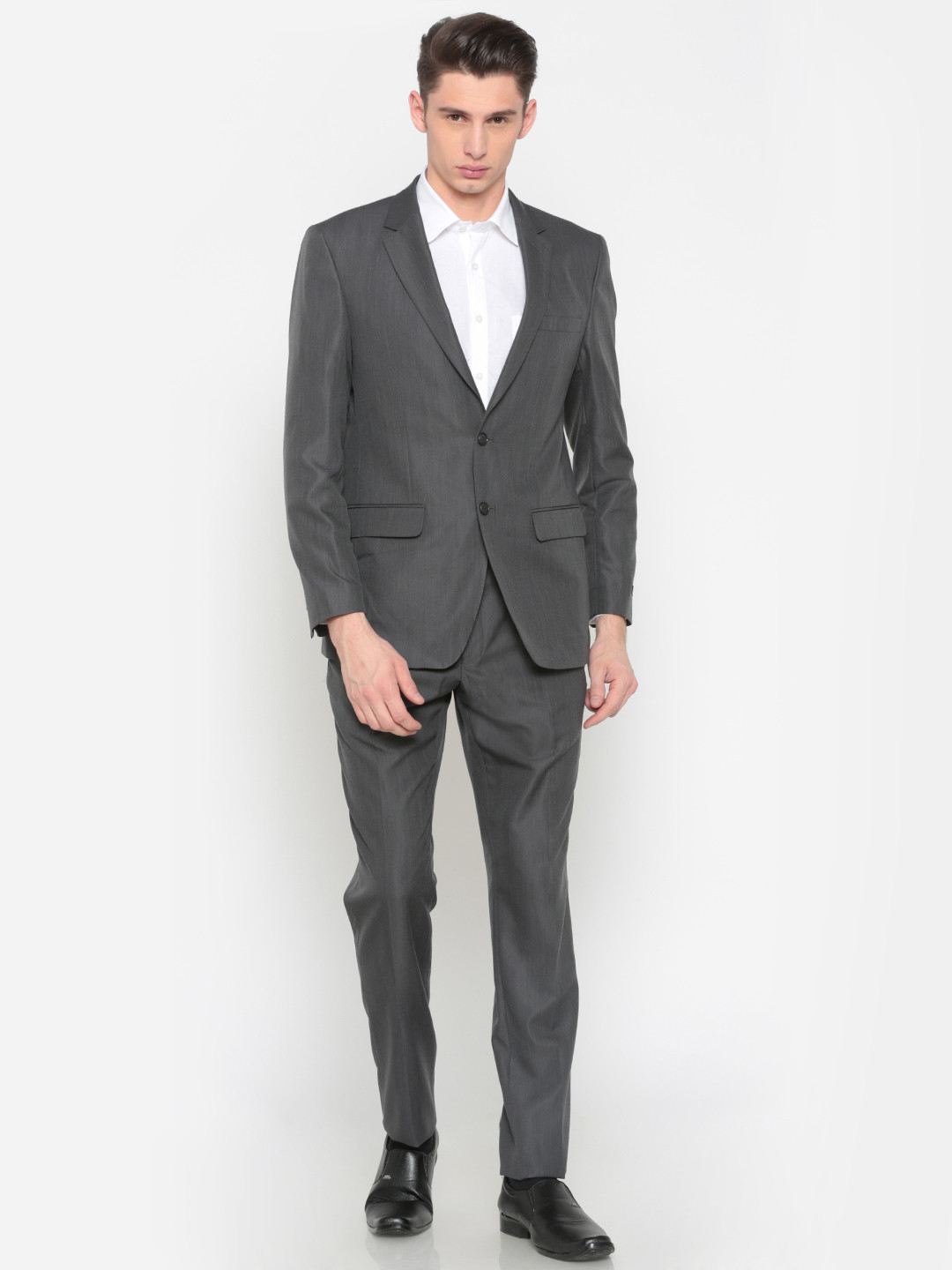 Buy Peter England Grey Tailored Fit Single Breasted Formal Suit Suits