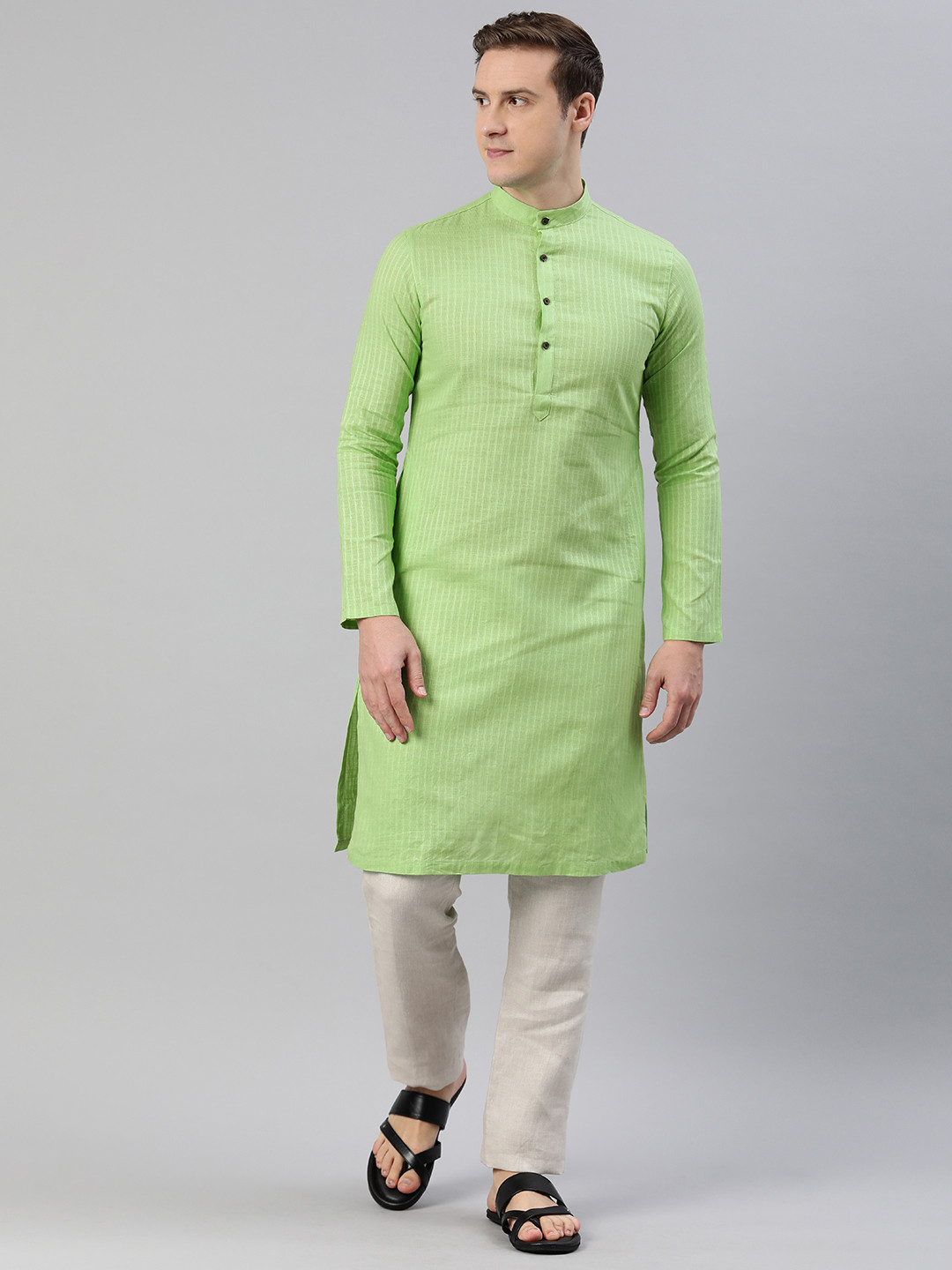 Buy Manthan Men Abstract Woven Design Mandarin Collar Kurta Kurtas
