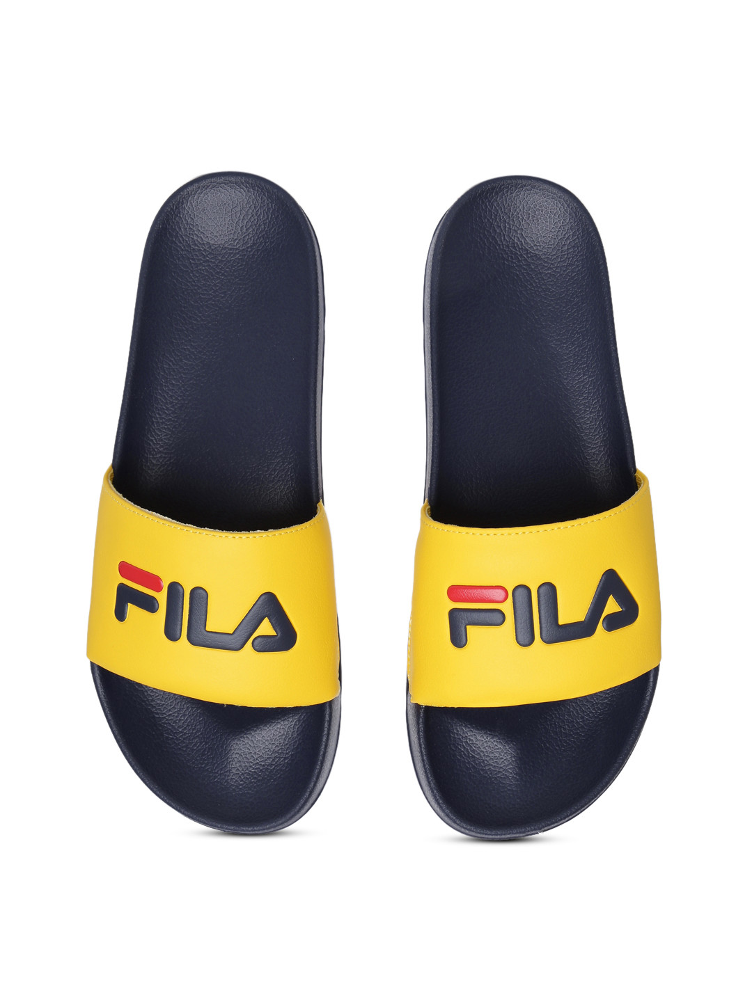 Buy FILA Men Navy Blue & Yellow Colourblocked Slip On Flip Flops - Flip Flops for Men 2424616 