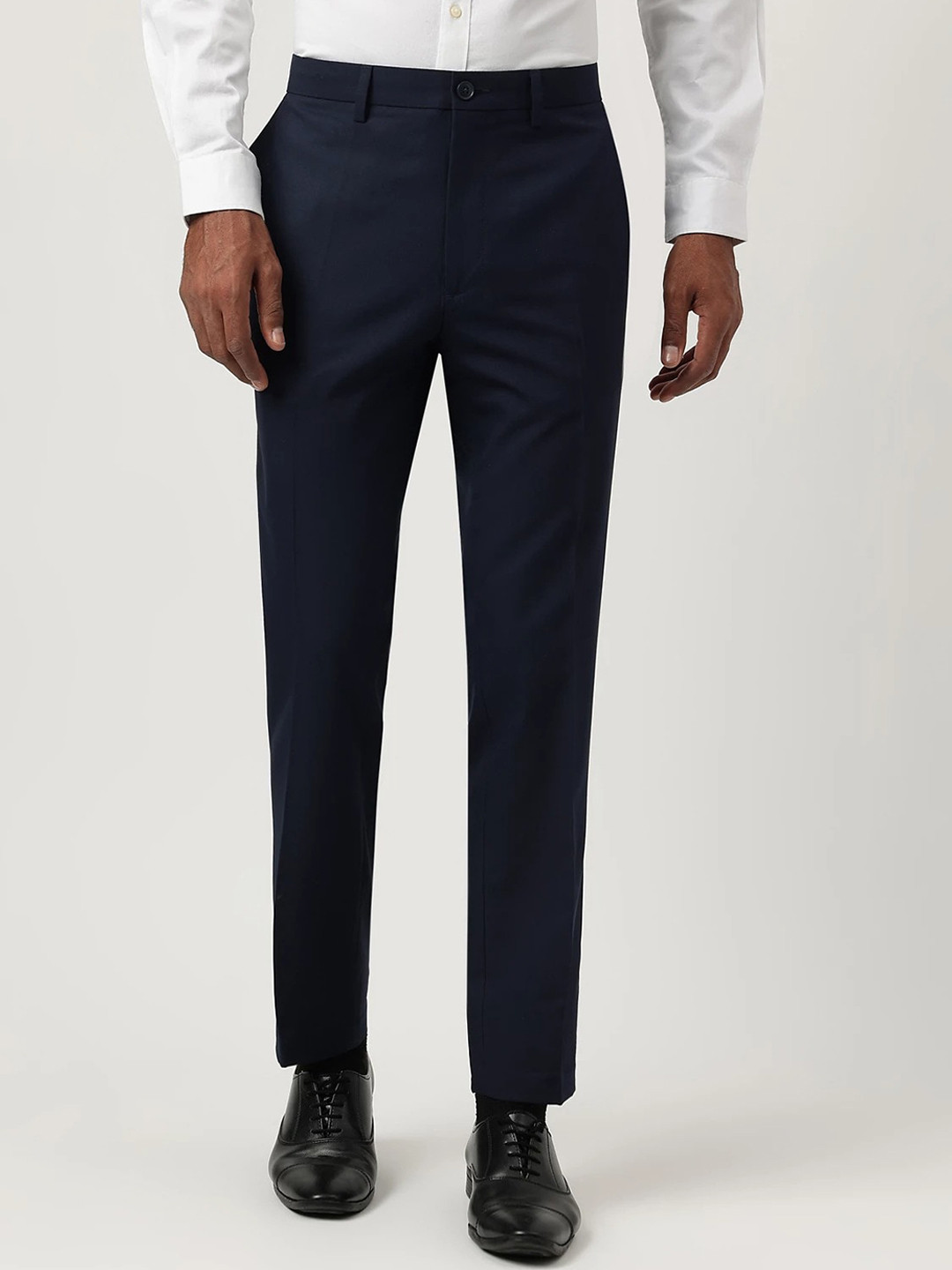 Buy Marks & Spencer Men Mid Rise Plain Slim Fit Formal Trousers ...