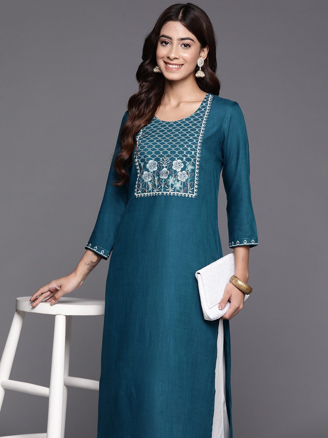 Varanga Buy Varanga Women Floral Yoke Design Sequinned Kurta - Kurtas for Women ...