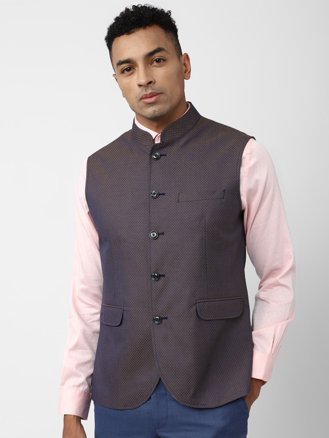 Men's Woven Design Nehru Jacket