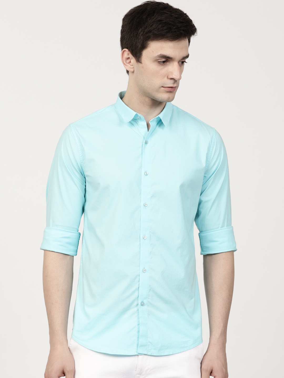 Buy Ether Men Blue Regular Fit Solid Casual Shirt - Shirts for Men ...