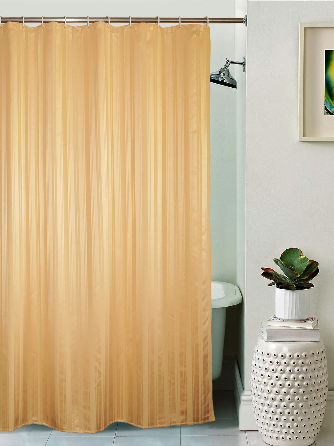 Buy Lushomes Unidyed Orange Polyester Shower Curtain With Eyelets