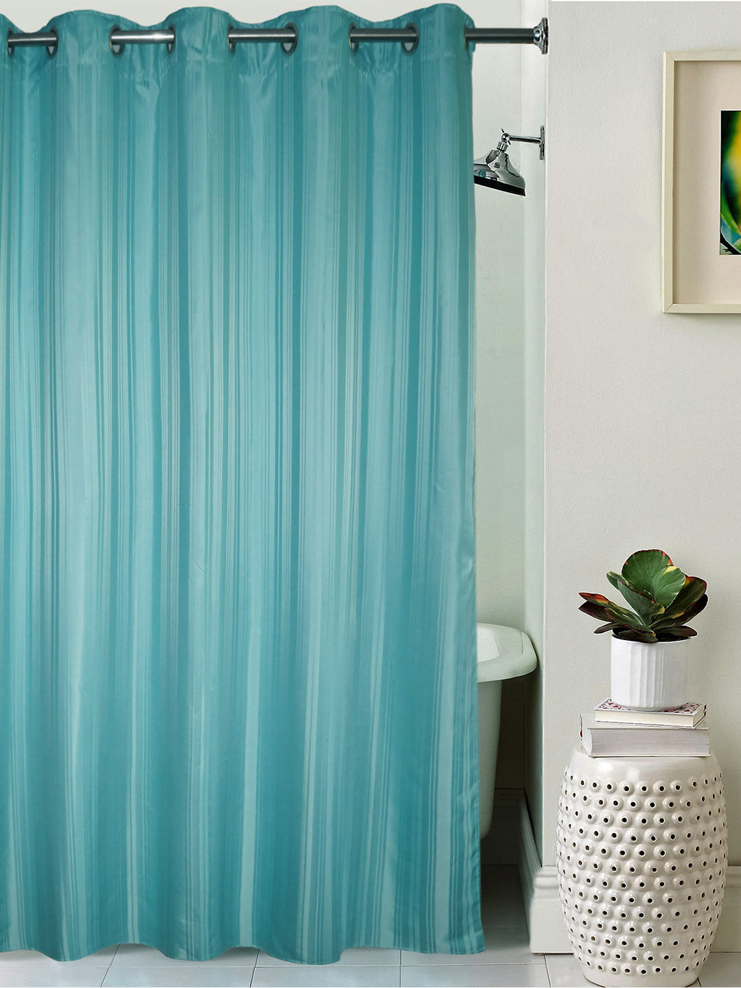Buy Lushomes Unidyed Blue Polyester Shower Curtain Shower Curtains