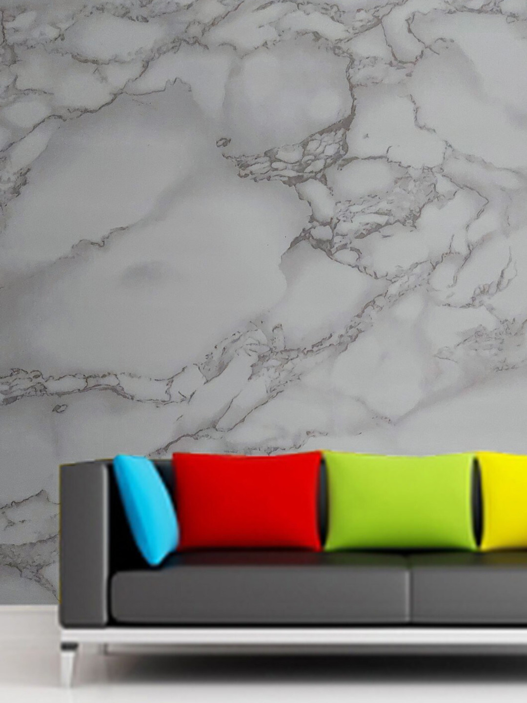 Buy Jaamso Royals White & Grey Vinyl Self Adhesive Wallpaper Decals