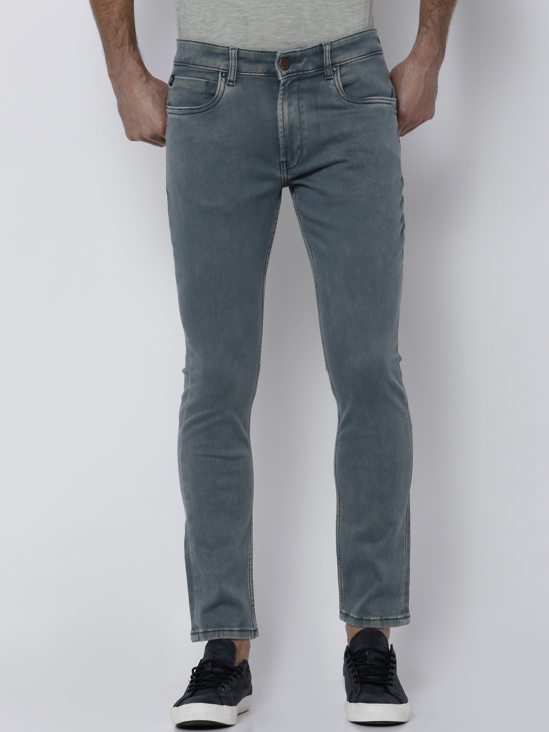 Buy LOCOMOTIVE Men Teal Slim Fit Mid Rise Clean Look Stretchable Jeans ...