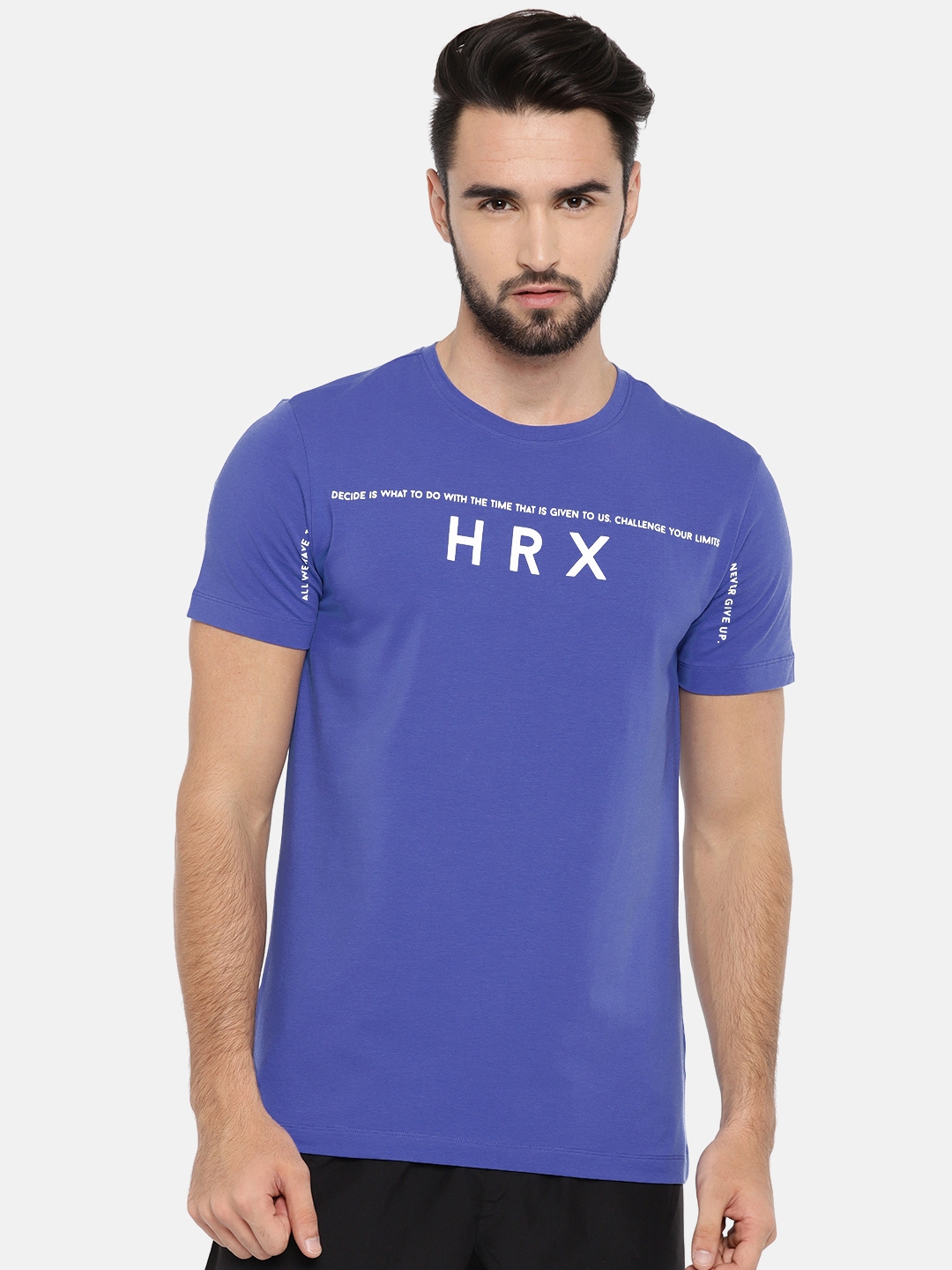 Buy HRX By Hrithik Roshan Men Blue Solid Round Neck T Shirt - Tshirts for Men 2428050 | Myntra