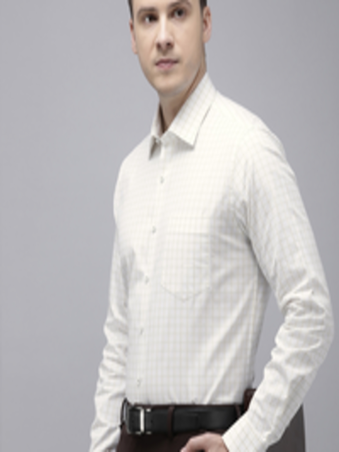 Buy Van Heusen Men Slim Fit Grid Tattersall Checked Cotton Formal Shirt ...