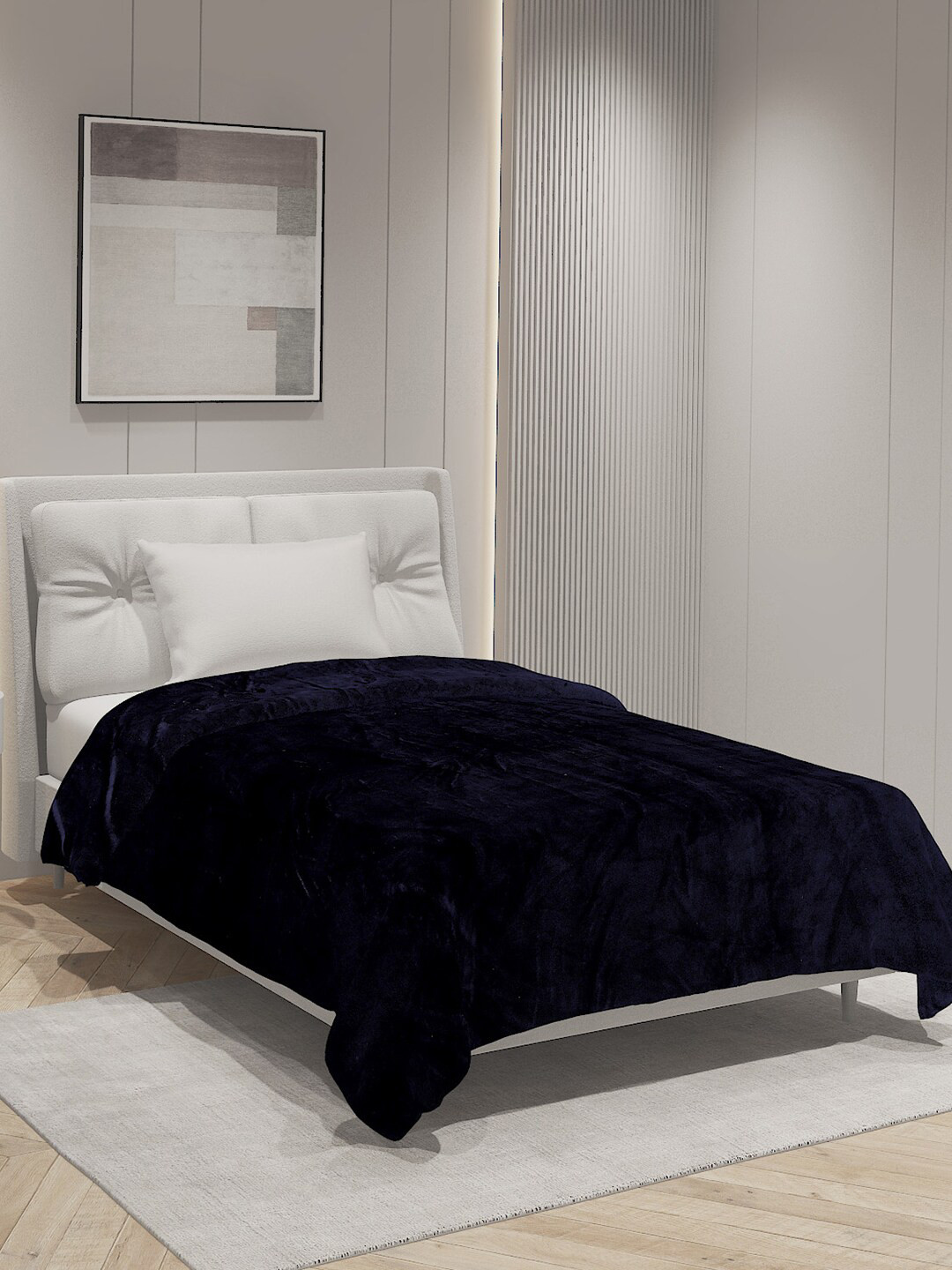 Buy Monte Carlo Navy Blue AC Room 233 GSM Single Bed Blanket Blankets