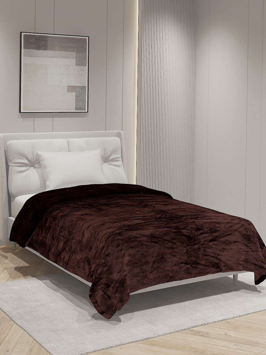 Buy Monte Carlo Vivid Coffee Brown AC Room 233 GSM Single Bed Blanket