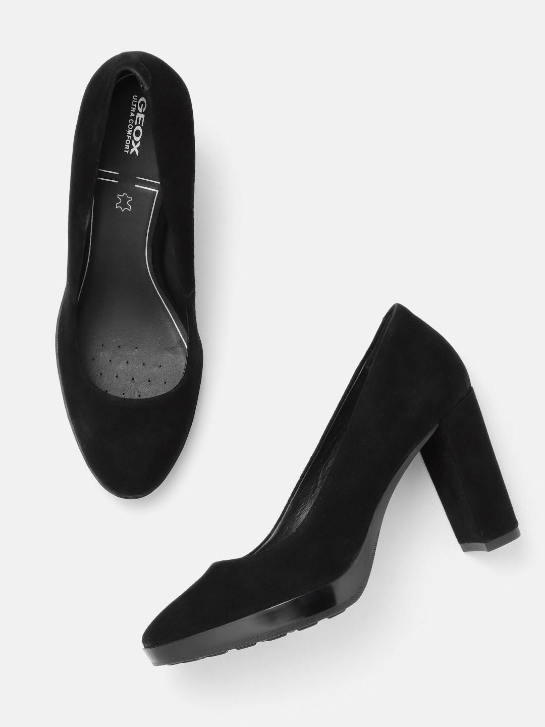 Buy Geox Solid Leather Block Pumps Heels for Women 24292652 Myntra
