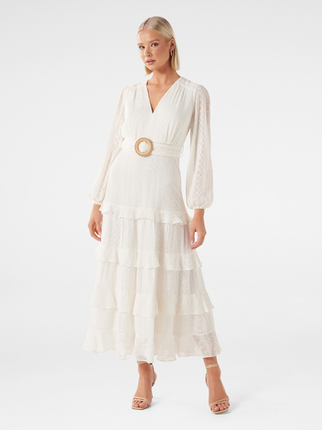 Buy Forever New Embroidered Lace Fit & Flare Midi Dress Dresses for