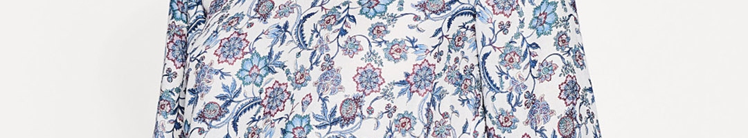 Buy ESPRIT Women White & Blue Floral Print Top - Tops for Women 2429618 ...