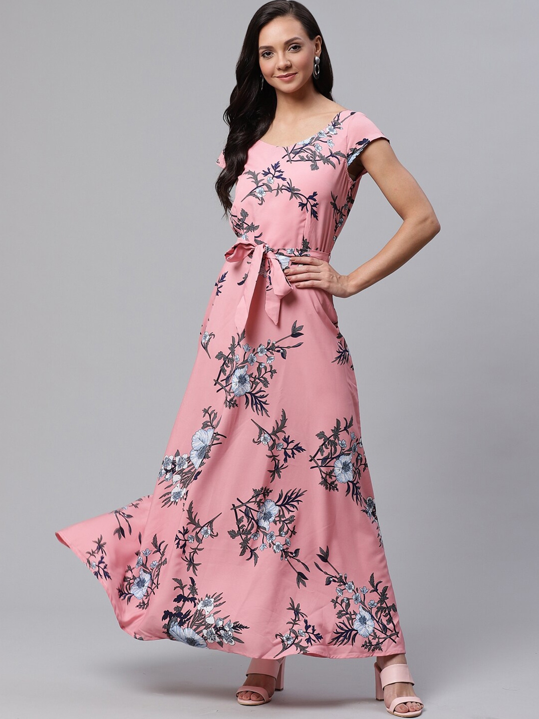 Buy Dressberry Floral Printed Belted Maxi Dress Dresses For Women 24297652 Myntra 