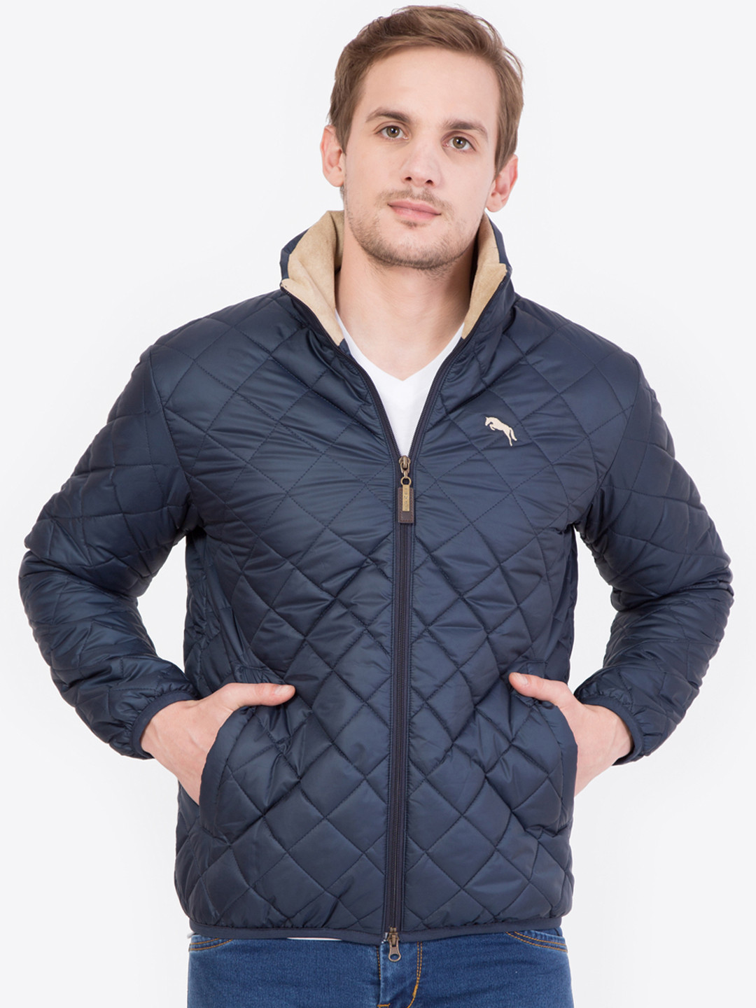 Buy JUMP USA Men Blue Self Design Lightweight Quilted Jacket Jackets