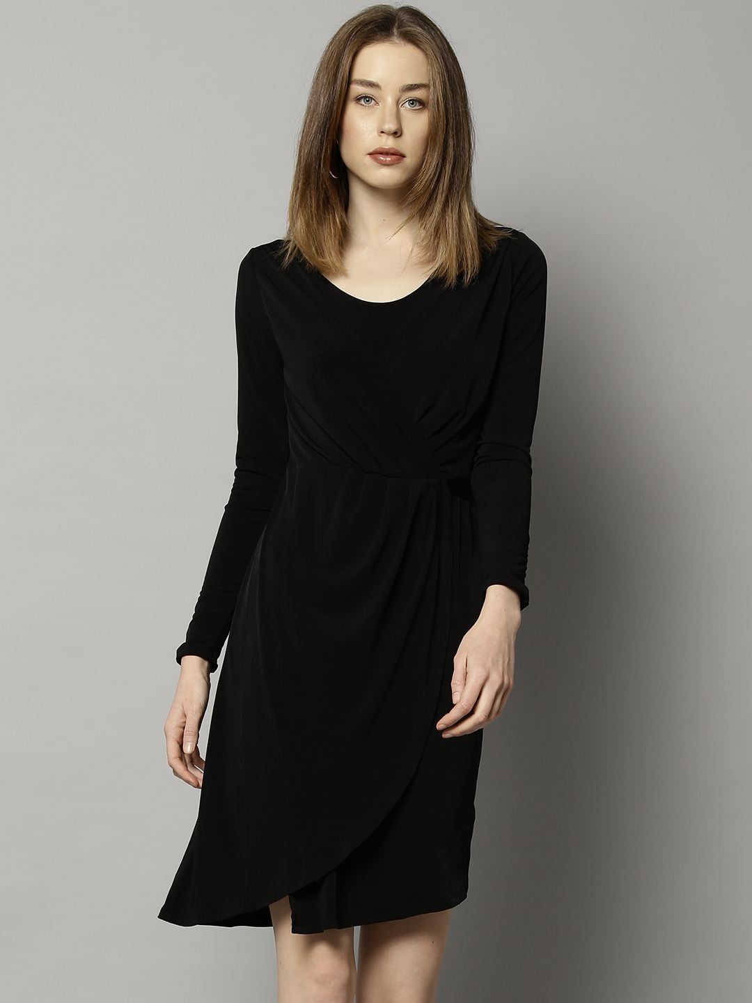 Buy Marks & Spencer Women Black Solid Wrap Dress - Dresses for Women ...