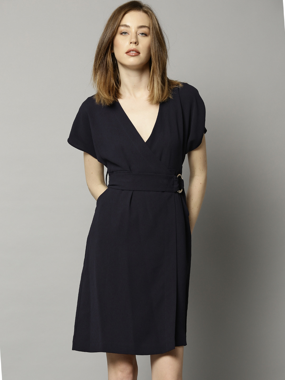 Buy Marks & Spencer Women Navy Solid Wrap Dress Dresses for Women