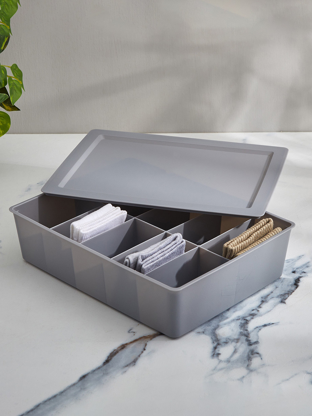 Buy Home Centre Grey Drawer Organizer With Lid Organisers for Unisex