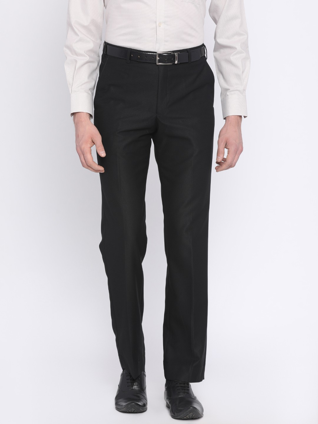 Buy Park Avenue Men Black Slim Fit Solid Formal Trousers - Trousers for ...