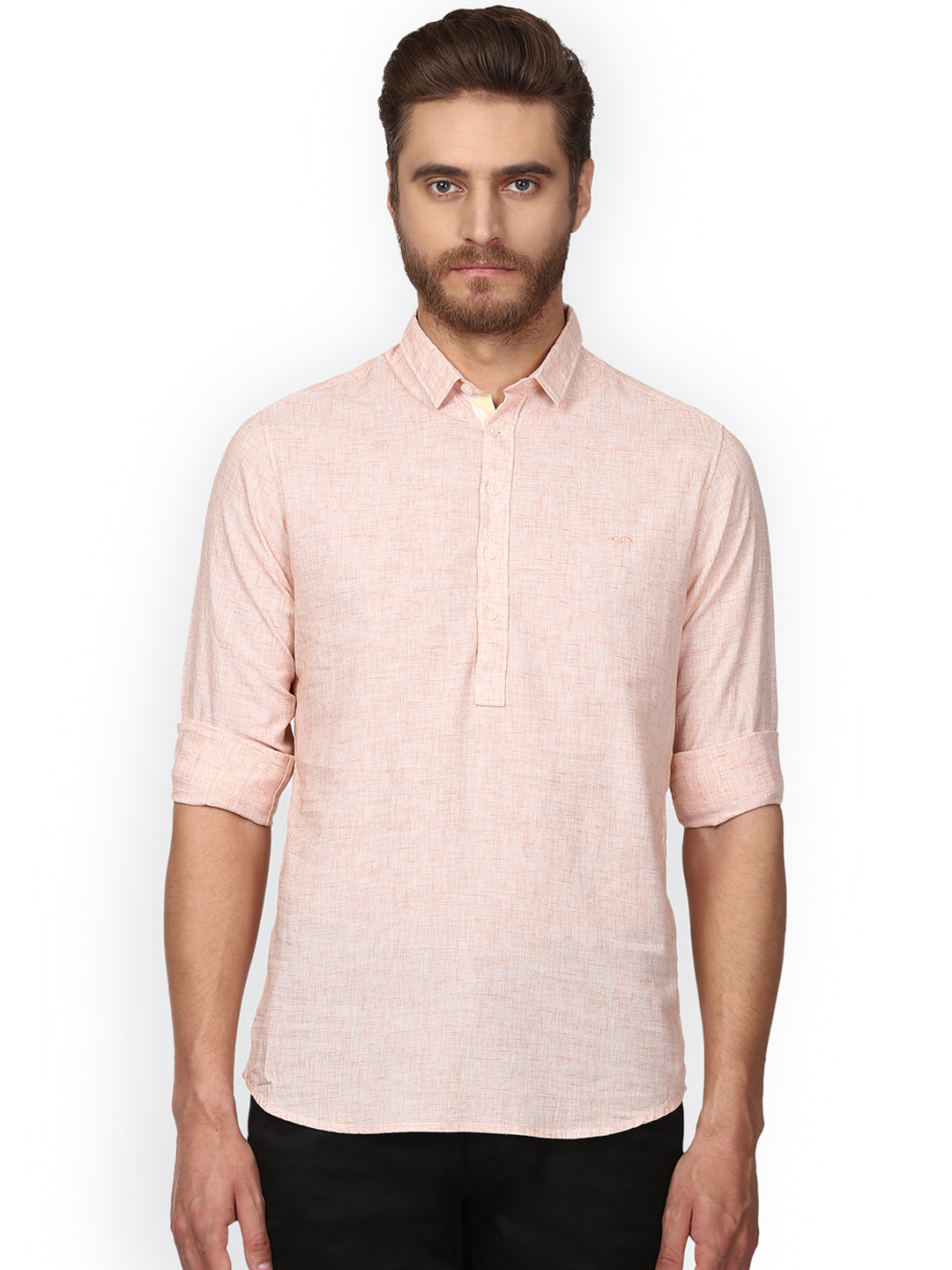 Buy ColorPlus Men Orange Regular Fit Solid Casual Shirt - Shirts for ...